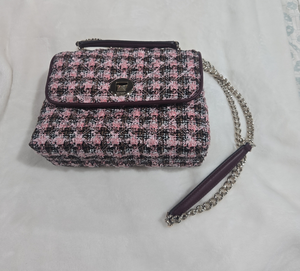 Kate Spade Pink and Black Tweed Crossbody Bag